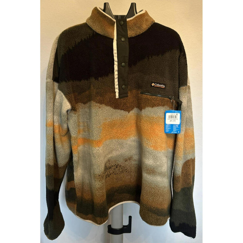 Columbia Mens Helvetia Half Snap Fleece Jacket Sunstone Size XXL 2XL Printed NWT